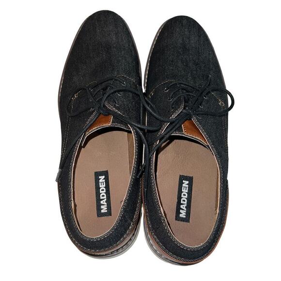 Madden M-Dynamo Black Denim/Leather Oxford Lace Up Derby Shoes Size 12 WM910287 main image 8